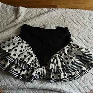 AKIRA Black and White Polka Dot A-Line Skirt